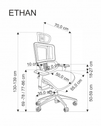 Fotel ergonomiczny Ethan - popielaty Fotel ergonomiczny Ethan - popielaty