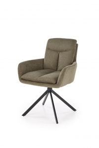 Krzesło tapicerowane K536 obrotowe - plecionka oliwkowa Vardo 74 / czarne nogi Krzesło tapicerowane K536 obrotowe - plecionka oliwkowa Vardo 74 / czarne nogi