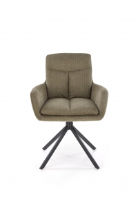 Krzesło tapicerowane K536 obrotowe - plecionka oliwkowa Vardo 74 / czarne nogi Krzesło tapicerowane K536 obrotowe - plecionka oliwkowa Vardo 74 / czarne nogi