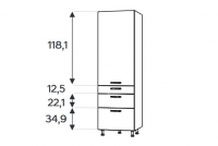 Słupek kuchenny Kammono F11 SD40SS3 jednodrzwiowy z trzema szufladami Słupek kuchenny Kammono F11 SD40SS3 jednodrzwiowy z trzema szufladami