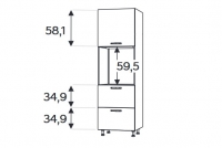 KAMMONO F11 SDP60SS2 - słupek kuchenny z szufladami do zabudowy piekarnika  Słupek kuchenny Kammono F11 SDP60SS2 z szufladami do zabudowy piekarnika 