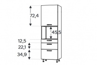 KAMMONO F11 SDPK60SS3 - słupek kuchenny z szufladami do zabudowy piekarnika kompaktowego Słupek kuchenny Kammono F11 SDPK60SS3 z szufladami do zabudowy piekarnika kompaktowego