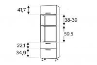 Słupek kuchenny Kammono F11 SPM60SS2/71 z szufladami do zabudowy piekarnika i mikrofalówki Słupek kuchenny Kammono F11 SPM60SS2/71 z szufladami do zabudowy piekarnika i mikrofalówki