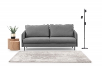 Kanapa z funkcją spania Taila - szara plecionka Gemma 86, czarne nogi kanapa do minimalistycznego wnętrza