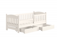 Łóżko dziecięce drewniane Alvins z szufladami - 80x160 / biały Łóżko dziecięce drewniane Alvins z szufladami - 80x160 / biały