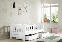 Łóżko dziecięce drewniane Alvins z szufladami - 80x180 / biały Łóżko dziecięce drewniane Alvins z szufladami -  80x180 / biały
