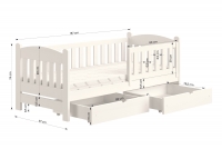 Łóżko dziecięce drewniane Alvins z szufladami -  80x180 / biały Łóżko dziecięce drewniane Alvins z szufladami -  80x180 / biały