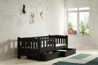 Łóżko dziecięce drewniane Alvins z szufladami - 80x160 / czarny Łóżko dziecięce drewniane Alvins z szufladami - 80x160 / czarny