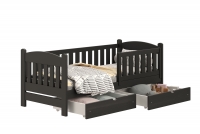 Łóżko dziecięce drewniane Alvins z szufladami - 90x180 / czarny Łóżko dziecięce drewniane Alvins z szufladami - 90x180 / czarny