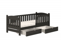 Łóżko dziecięce drewniane Alvins z szufladami - 90x180 / czarny Łóżko dziecięce drewniane Alvins z szufladami - 90x180 / czarny