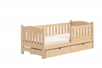 Łóżko dziecięce drewniane Alvins z szufladami - 70x140 / sosna  Łóżko dziecięce drewniane Alvins z szufladami - 70x140 / sosna 