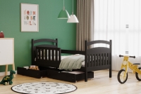 Łóżko dziecięce drewniane Amely - czarny, 90x200 Łóżko dziecięce drewniane Amely - kolor czarny - aranżacja