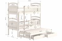 Łóżko dziecięce piętrowe wysuwane 3 os. Amely - czarny, 90x200 