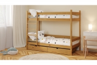 Łóżko dziecięce piętrowe z szufladami Fabrio - 80x160 / dąb Łóżko dziecięce piętrowe z szufladami Fabrio - 80x160 / dąb