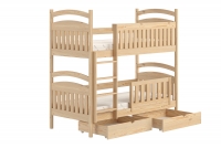 Łóżko piętrowe drewniane Amely z szufladami - 70x140 / sosna  Łóżko piętrowe drewniane Amely z szufladami - 70x140 / sosna 