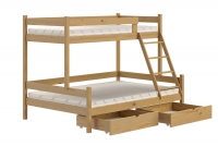 Łóżko piętrowe drewniane Poli z szufladami - 80x180/120x180 / dąb Łóżko piętrowe drewniane Poli z szufladami - 80x180/120x180 / dąb