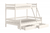 Łóżko piętrowe drewniane Poli z szufladami - 80x200/120x200 / biały Łóżko piętrowe drewniane Poli z szufladami - 80x200/120x200 / biały