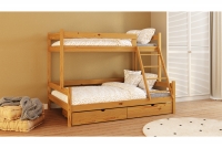 Łóżko piętrowe drewniane Poli z szufladami - 90x180/120x180 / dąb Łóżko piętrowe drewniane Poli z szufladami - 90x180/120x180 / dąb