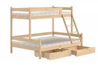 Łóżko piętrowe drewniane Poli z szufladami - 90x180/120x180 / sosna Łóżko piętrowe drewniane Poli z szufladami - 90x180/120x180 / sosna