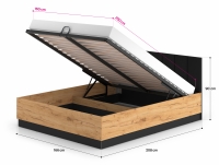 Łóżko z pojemnikiem Clawi 1401 - 160x200 - dąb craft złoty / czarny Łóżko z pojemnikiem Clawi 1401 - 160x200 - dąb craft złoty / czarny