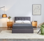 Nowoczesne łóżko tapicerowane z pojemnikiem Padva 120x200 - popielaty nowoczesne łóżko tapicerowane z pojemnikiem padva 120x200 - popielaty
