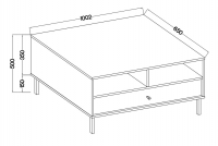 Stolik kawowy Lotina II 1S z szufladą 100x65 cm - eukaliptus / czarne nogi Stolik kawowy Lotina II 1S z szufladą 100x65 cm - eukaliptus / czarne nogi