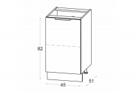Szafka kuchenna dolna Ilandia D45.1 jednodrzwiowa - szary mat Szafka kuchenna dolna Ilandia D45.1 jednodrzwiowa - szary mat