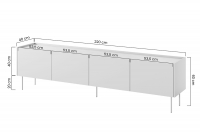 Szafka RTV Desin 220 cm  z ukrytą szufladą na metalowych nogach - kaszmir / dąb nagano szafka rtv