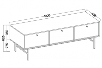 Szafka RTV Lotina III 3K - 180 cm - eukaliptus / czarne nogi Szafka RTV Lotina III 3K - 180 cm - eukaliptus / czarne nogi