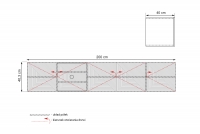 Szafka RTV Asha 200 cm wisząca z ryflowanym frontem - kaszmir Szafka RTV Asha 200 cm wisząca z ryflowanym frontem - kaszmir