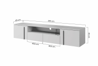 Szafka RTV wisząca Larena z szufladami i wnęką 200 cm - kaszmir / czarne uchwyty Szafka RTV wisząca Larena z szufladami i wnęką 200 cm - kaszmir / czarne uchwyty
