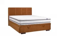 Łóżko kontynentalne z pojemnikiem Menir - 160x200, nogi wenge łóżko tapicerowane, sypialniane  