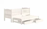 Łóżko dziecięce parterowe wysuwane Alvins z szufladami - biały, 90x200 białe łóżko wyjazdowe dziecięce  
