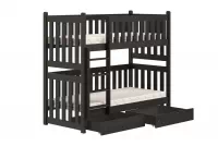 Łóżko dziecięce piętrowe Swen - czarny, 80x160 Łóżko piętrowe Swen - kolor Czarny