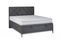 Łóżko kontynentalne z pojemnikiem Simen - 160x200, nogi czarne szare łóżko z wysokim wezgłowiem 