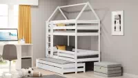 Łóżko dziecięce domek piętrowe wysuwane Comfio - biały, 80x190 Łóżko dziecięce domek piętrowe wysuwane Comfio - biały