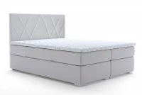 Łóżko kontynentalne z pojemnikami Nelso - 180x200 boxspring z wysokim siedziskiem 