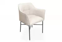 Krzesło tapicerowane z podłokietnikami Rozalio - beżowy Cloud 03 / czarne nogi beżowe krzesło