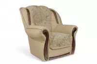 Fotel wypoczynkowy Walker - beżowa tkanina wzór Luna / średni orzech Fotel wypoczynkowy Walker - beżowa tkanina wzór Luna / średni orzech