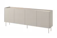 Komoda Desin 220 cm z 2 ukrytymi szufladami i metalowymi nogami - kaszmir / dąb nagano beżowe meble do salonu