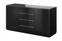 Komoda Helio 26 z czterema szufladami 160 cm - czarny / czarne szkło komoda z szufladami 