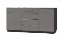 Komoda Helio 26 z szufladami 160 cm - czarny / szare szkło komoda szara 