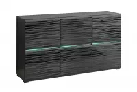 Komoda Factor 4 z podświetlanymi półkami 150 cm - czarny mat / sahara czarna komoda