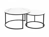Zestaw stolików kawowych Atlanta C - efekt marmuru / biały / czarne nogi stoliki kawowe