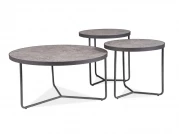 Zestaw okrągłych stolików kawowych Demeter - szary / efekt betonu / czarne nogi Zestaw okrągłych stolików kawowych Demeter - szary / efekt betonu / czarne nogi - 3 elementy