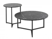Zestaw okrągłych stolików kawowych Ravello - marmur / czarny Zestaw okrągłych stolików kawowych Ravello - marmur / czarny - 2 elementy