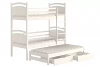Łóżko dziecięce piętrowe wysuwane Pinoki - 90x200 / biały Łóżko dziecięce piętrowe wysuwane Pinoki - 90x200 / biały