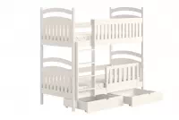 Łóżko piętrowe drewniane Amely z szufladami - 80x160 / biały Łóżko piętrowe drewniane Amely z szufladami - 80x160 / biały