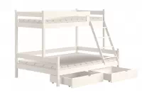 Łóżko piętrowe drewniane Poli z szufladami - 80x180/120x180 / biały Łóżko piętrowe drewniane Poli z szufladami - 80x180/120x180 / biały
