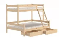 Łóżko piętrowe drewniane Poli z szufladami - 80x180/120x180 / sosna Łóżko piętrowe drewniane Poli z szufladami - 80x180/120x180 / sosna